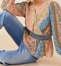 Hayden La - Multi Printed Smocked Peplum Blouse