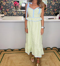 Day + Moon - Women's Sweetheart Gingham Corset Midi Dress