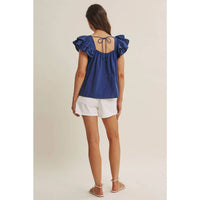 In February - Cotton Poplin Ruffle Sleeve Top