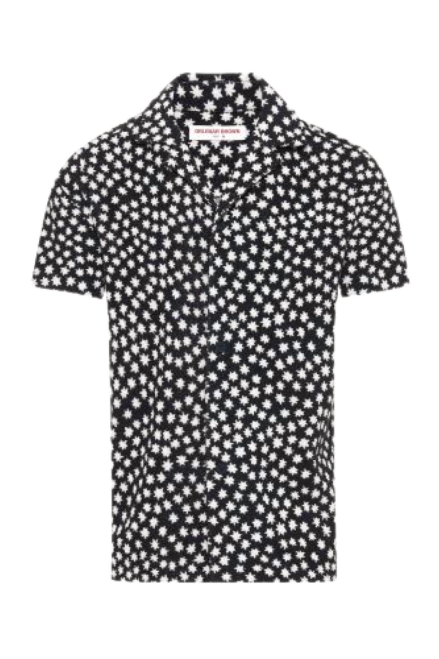 Orlebar Brown - Howell Star Jacquard Capri Collar Cotton Towelling Shirt