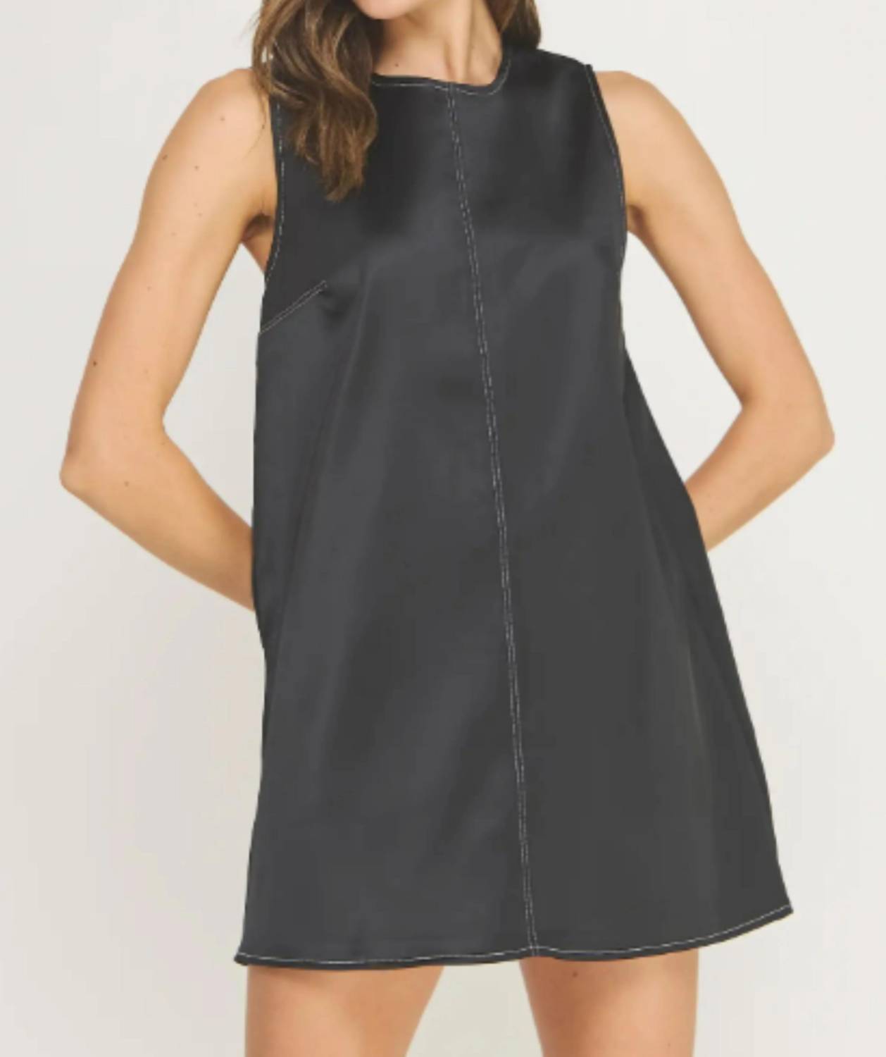Strut & Bolt - Contrast Stitch Stretch Satin Mini Dress