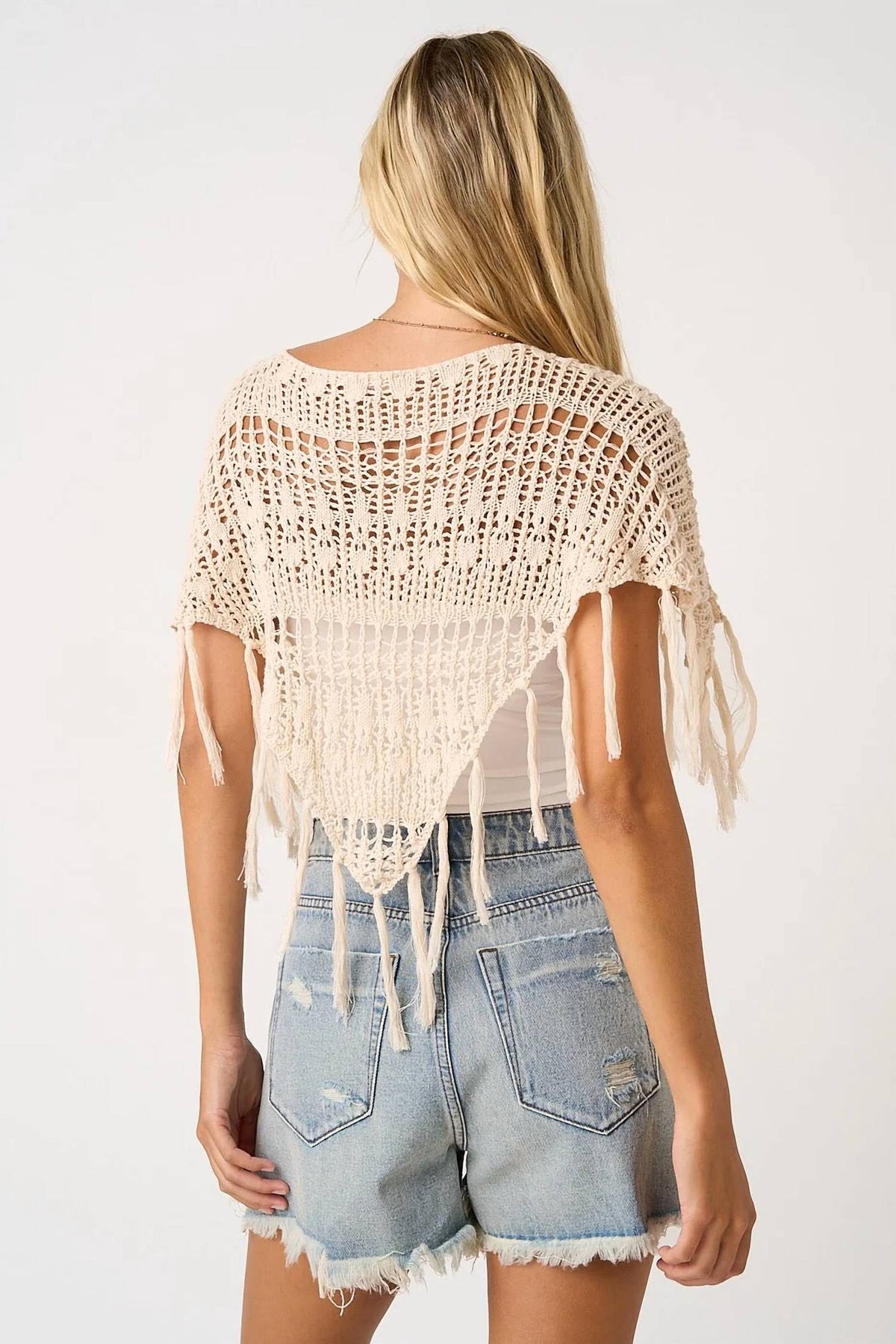 Mittoshop - Boho Crochet Fringe Poncho Top