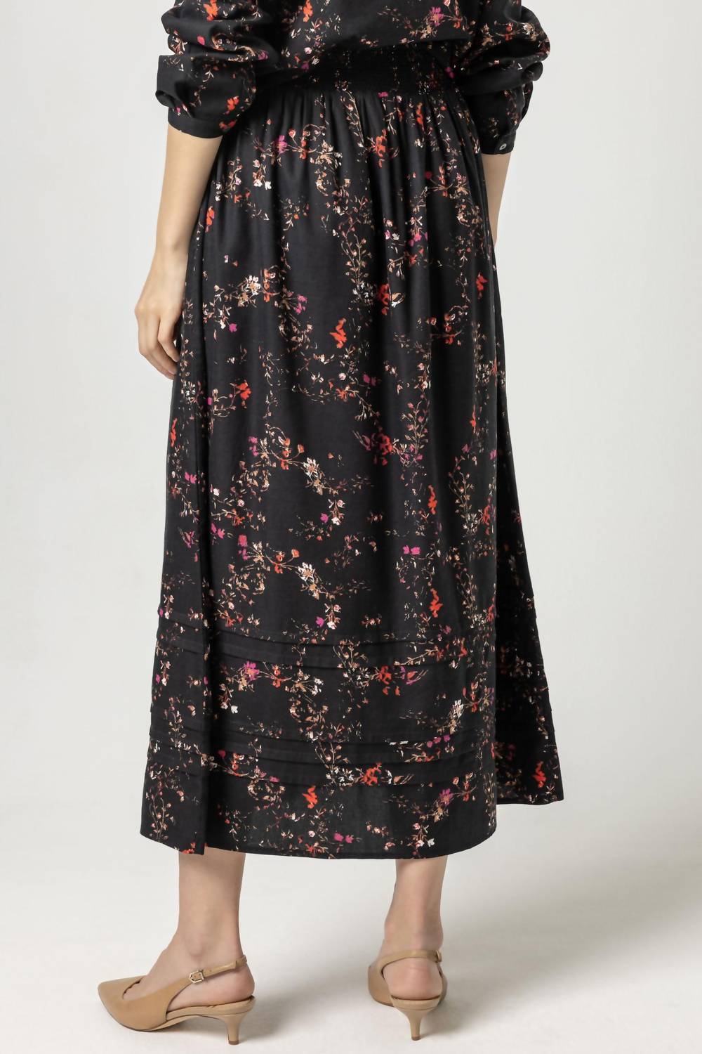 Printed Woven Pleated Hem Skirt