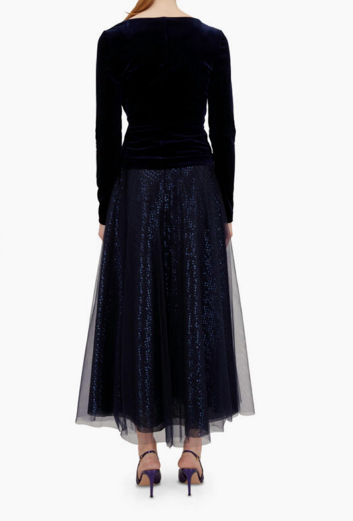 Talbot Runhof - Micro Sequin Voile Skirt