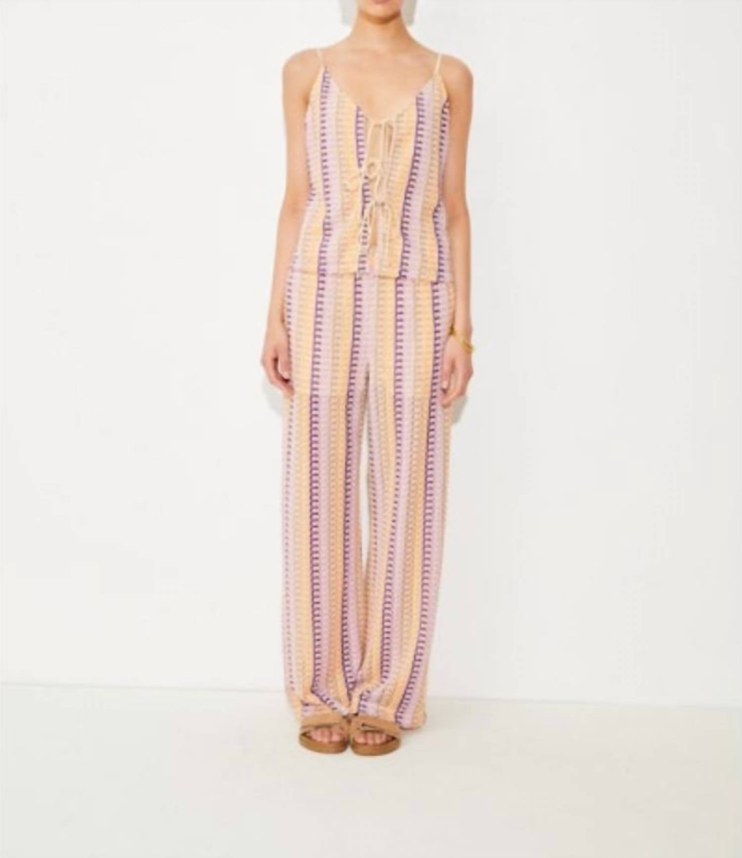 Suncoo - Jungle Stripe Wide Leg Pants