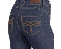 Rock & Roll Denim Diamond Belt Loop Mid Rise Trouser in dark wash - women's pants - alternate view
