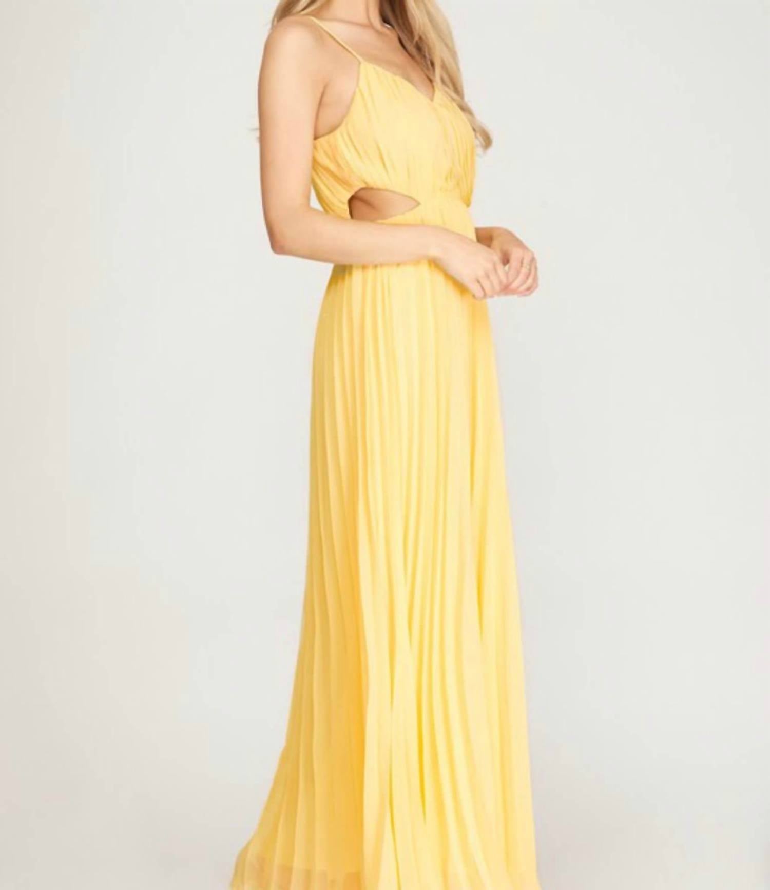 She + Sky - Pleated Cut Out Maxi Dress