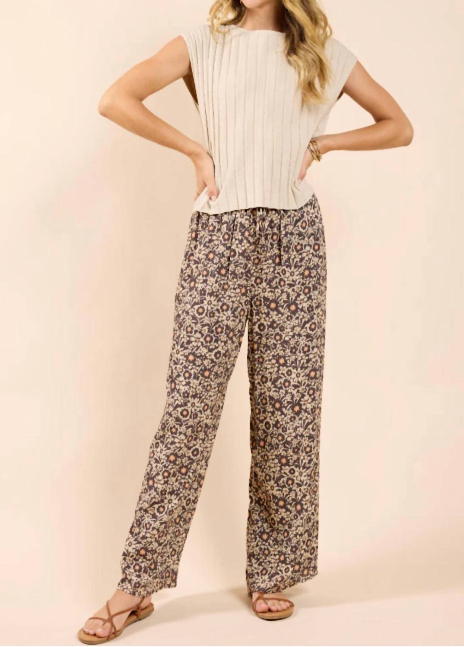 Sadie & Sage Desert Sunset Wide Leg Pants in brown - women's pants
