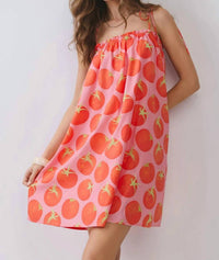 Tcec - Tomato Print Elastic Neckline Swing Mini Dress