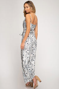 SHE + SKY Ariel Wide Leg Jumpsuit in white grey - women's pants - alternate view