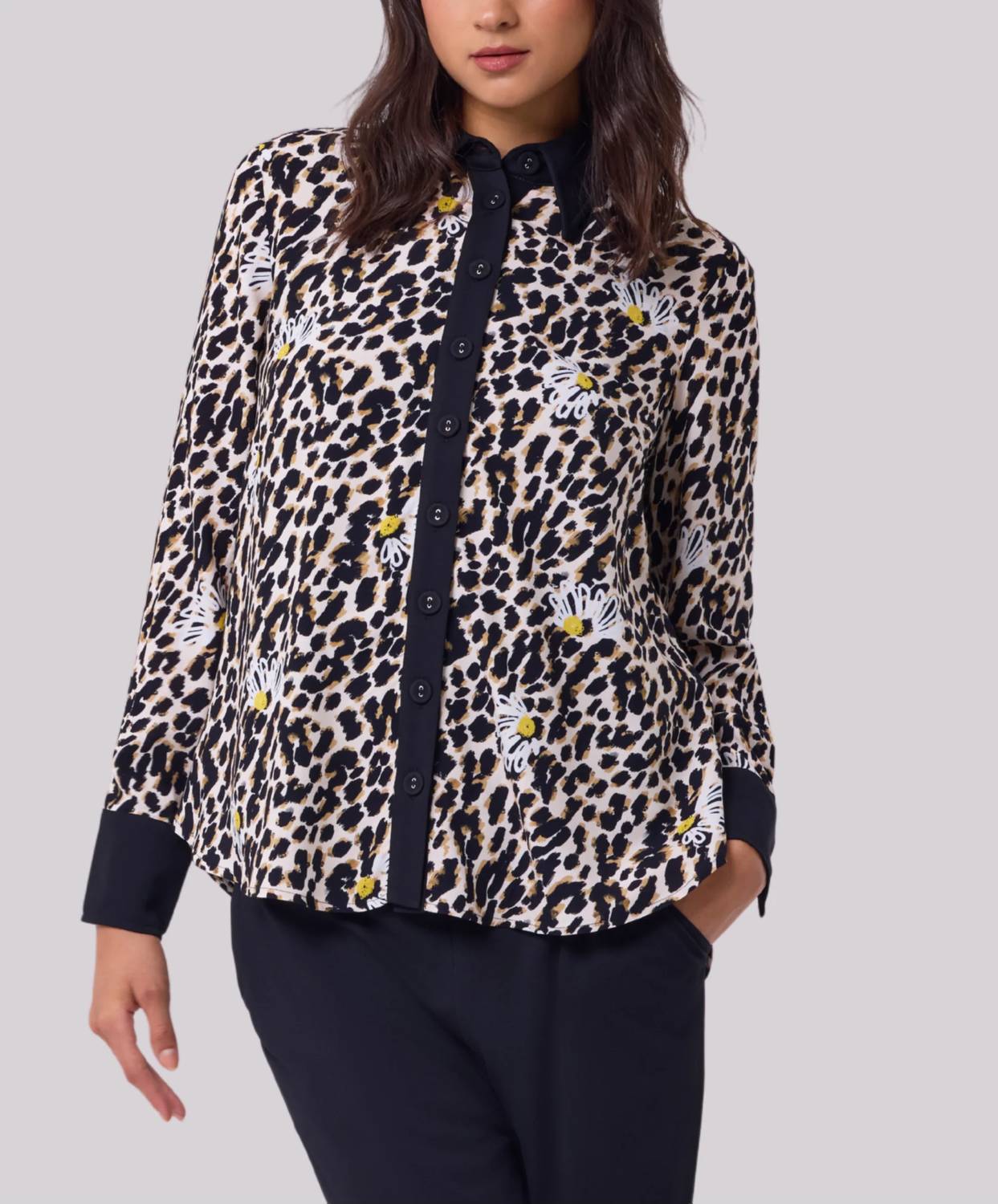 Angel Apparel - Flower Detail Button Front Shirt