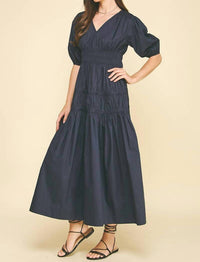 PINCH Smocking Detail Maxi Dress in ink - women's dress - view 4