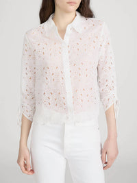 Frame - The Paisley Eyelet Cinch Sleeve Shirt