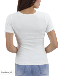 Grace and Lace Short Sleeve Knit Top in ivory - women's t-shirt - detail view