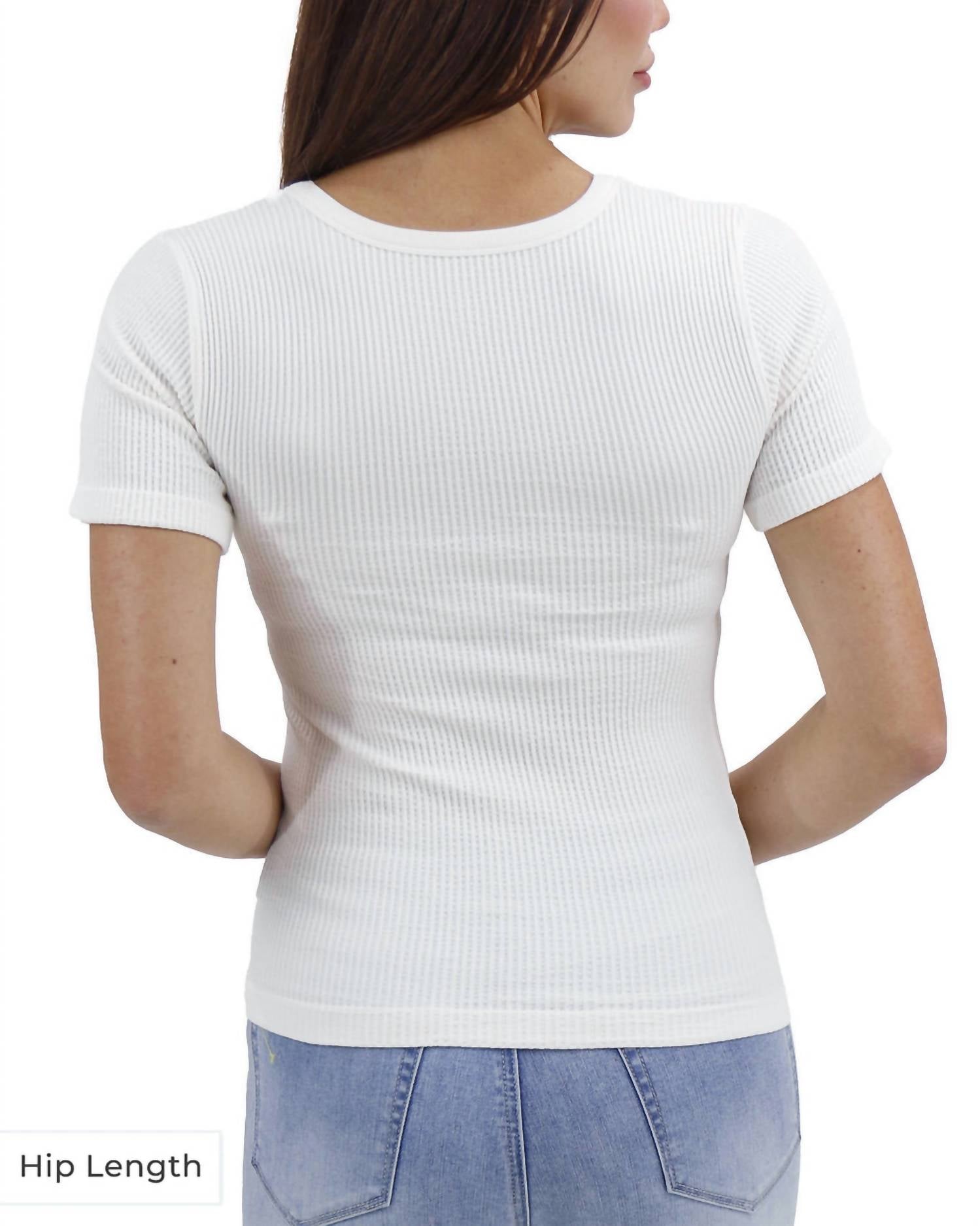 Grace and Lace Short Sleeve Knit Top in ivory - women's t-shirt - detail view