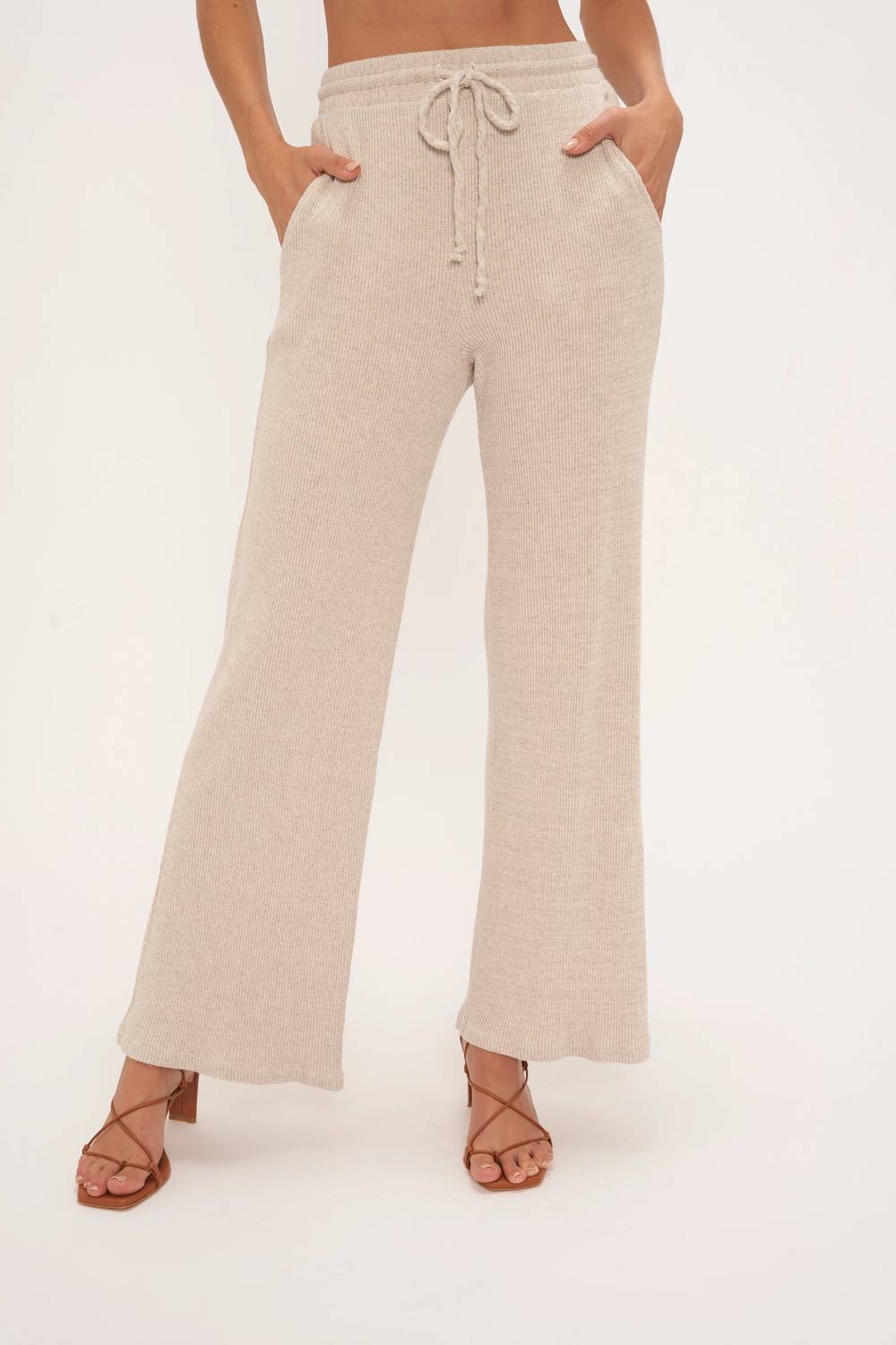Project Social T - Joanna Heathered Rib Wide Leg Pant