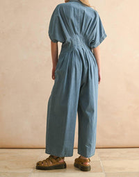 Miou Muse - Chambray Button Down Jumpsuit