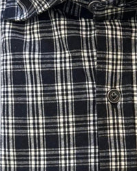 Giannetto Portofino Men's Cotton Plaid Sportshirt in black mix - men's long sleeve top - detail view