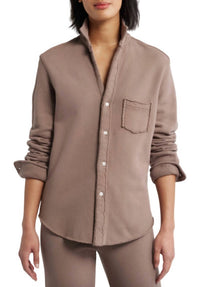 Frank & Eileen Eileen Tripple Fleece Relaxed Button Up Shirt in brulee - women's shirt