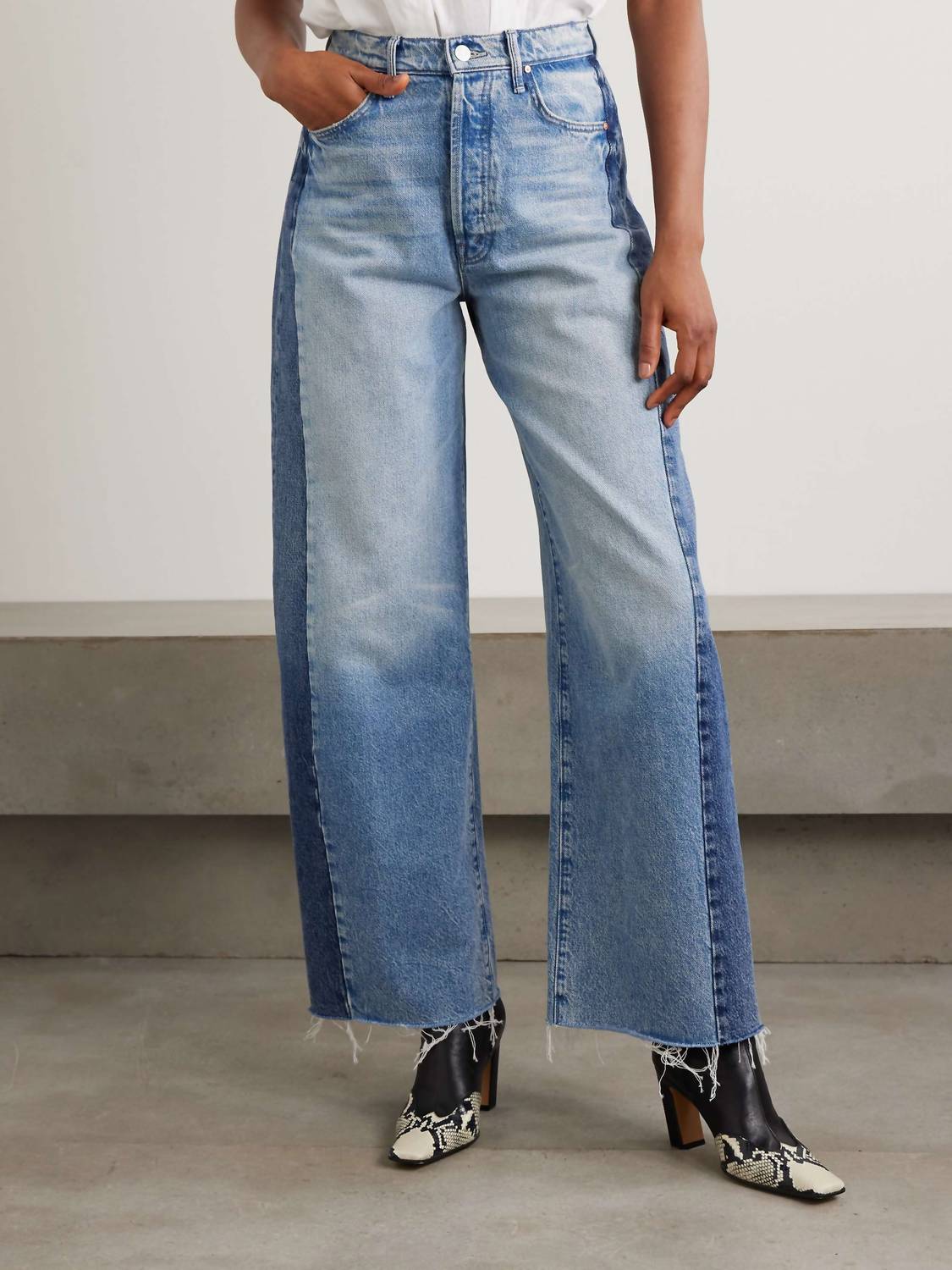 Mother - Pipe Dream Button Sneak Fray Jeans