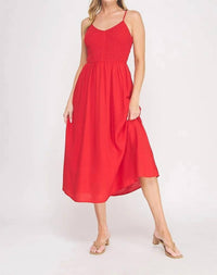 Allie Rose - Spaghetti Strap Smocked Midi Dress