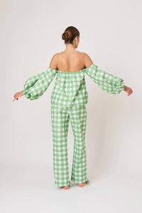 Rosie Assoulin - Easy Does It Picnic Embroidered Gingham Pant