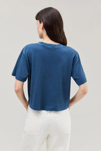 Richer Poorer Relaxed Cropped Tee - Plus in vintage indigo - women's t-shirt - detail view