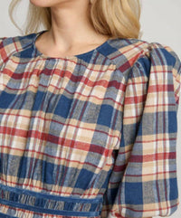 Umgee - Round Neck Plaid Dress