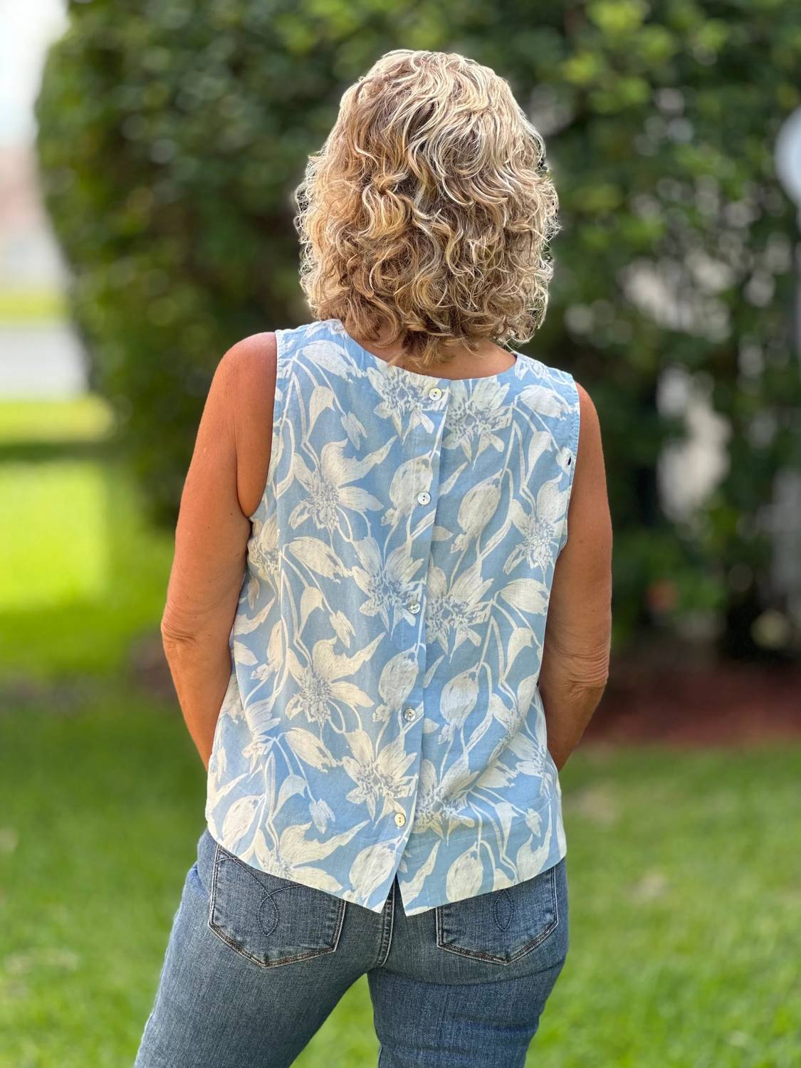 Charlie B - Printed Back Button Blouse