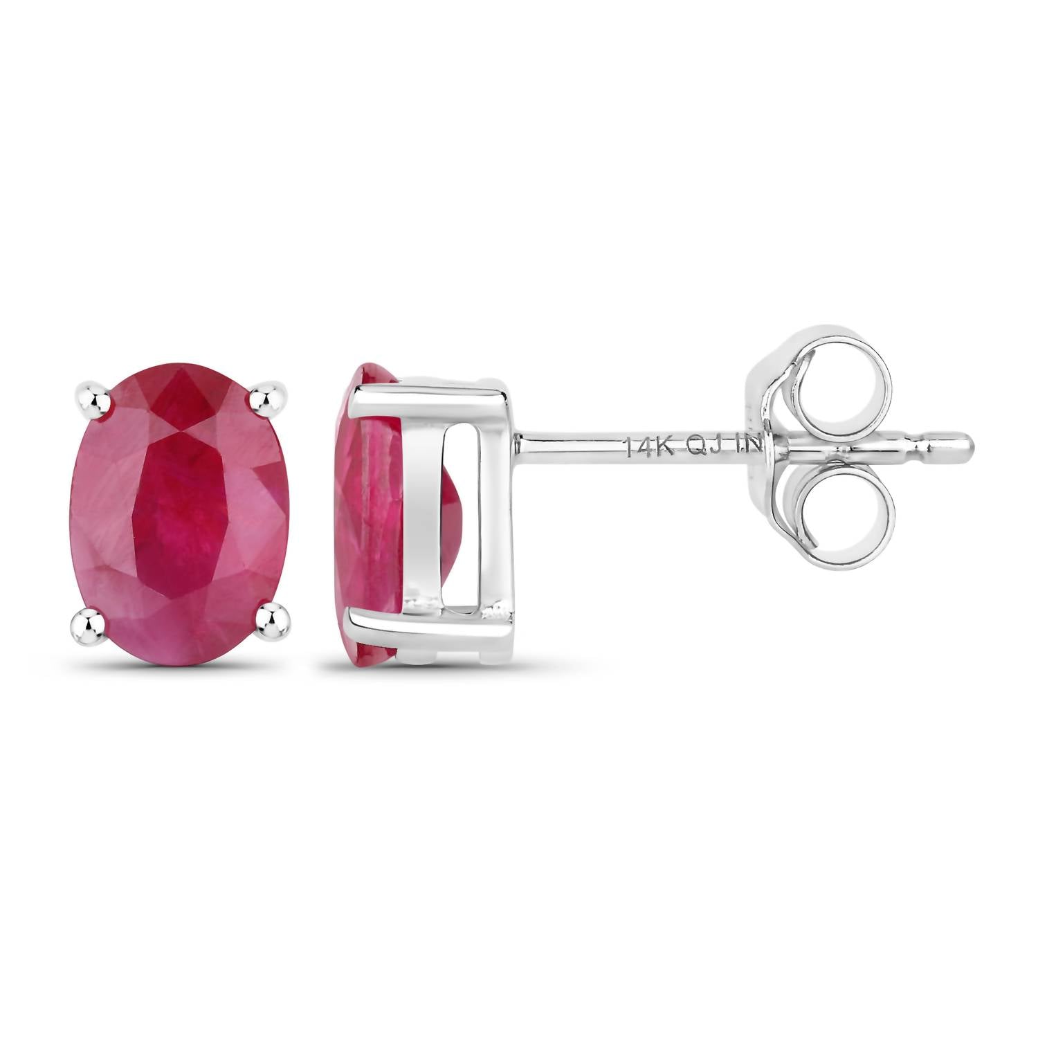 Diana M Jewels - Women's Oval Natural Ruby Stud Earrings (1.70 Ct) - Classic