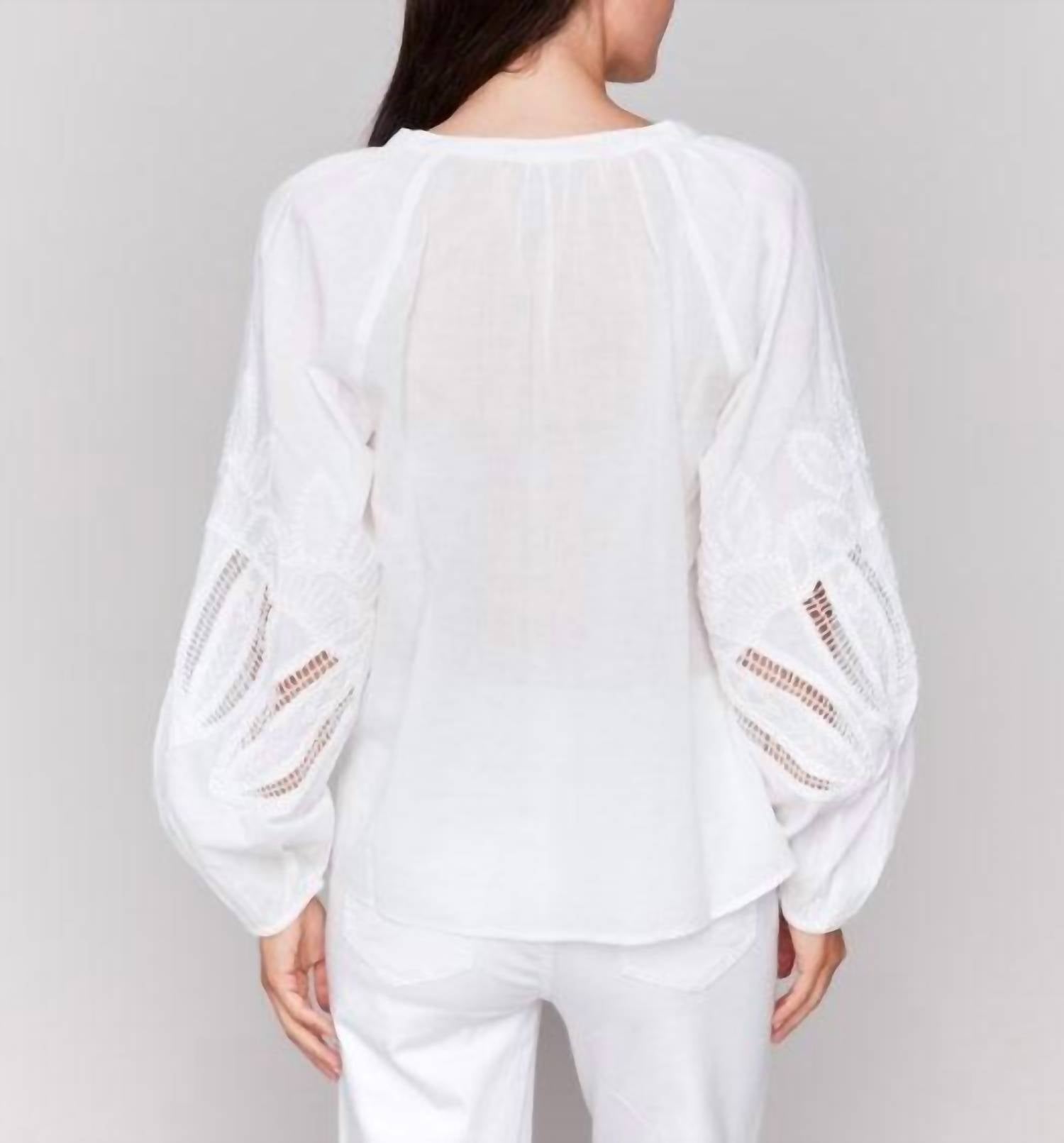 Charlie B - Embroidery Button-front Blouse