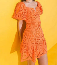 FLYING TOMATO Women's Lace Mini Dress in orange - women's dress