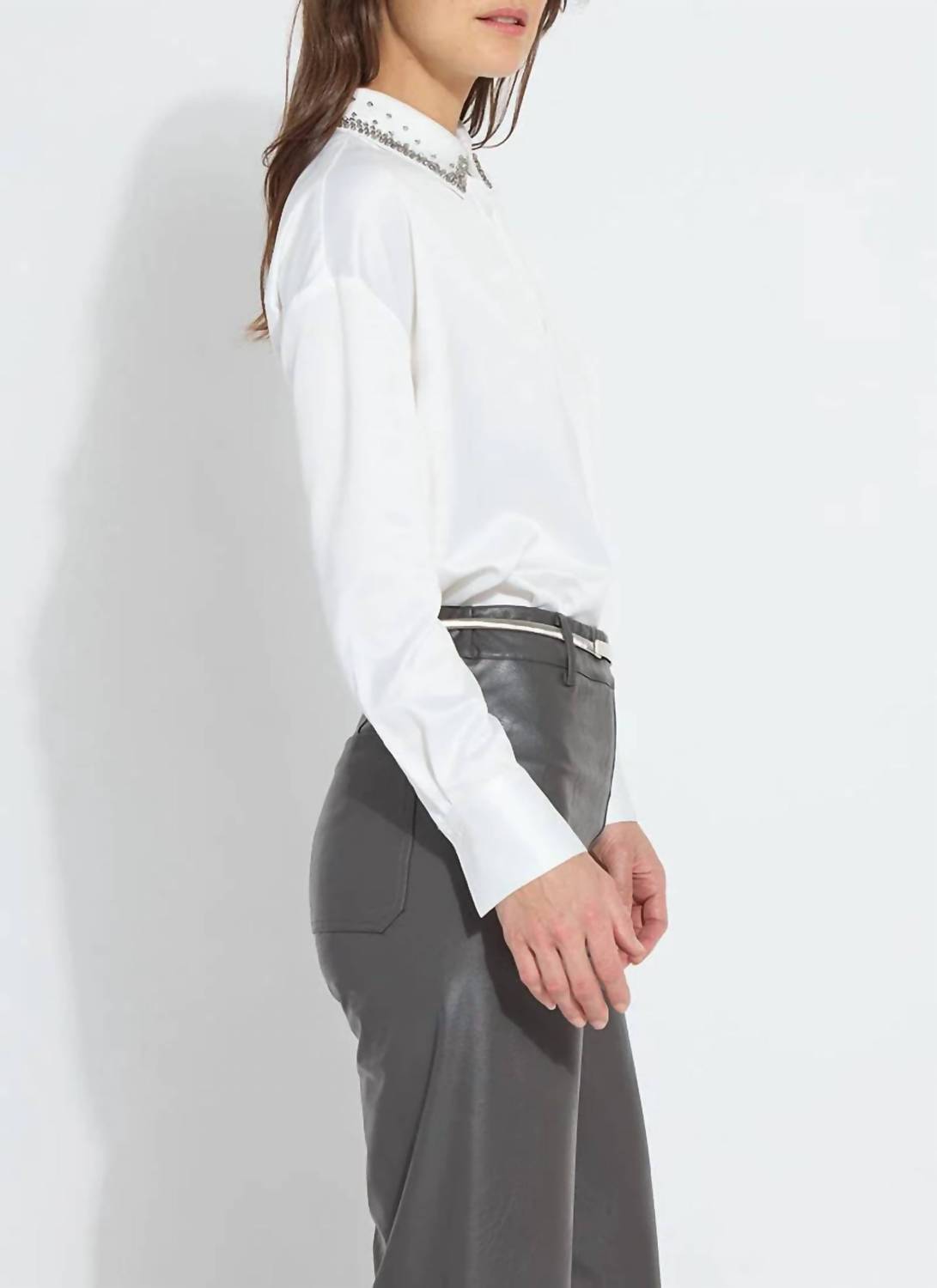 Lysse - Aurora Beaded Satin Button-down Shirt