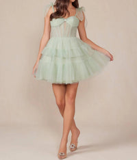 Nox Anabel - Short Sleeveless Tiered A-line Prom Dress