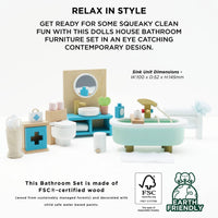Le Toy Van - Kid's Wooden Dollhouse Bathroom Furniture