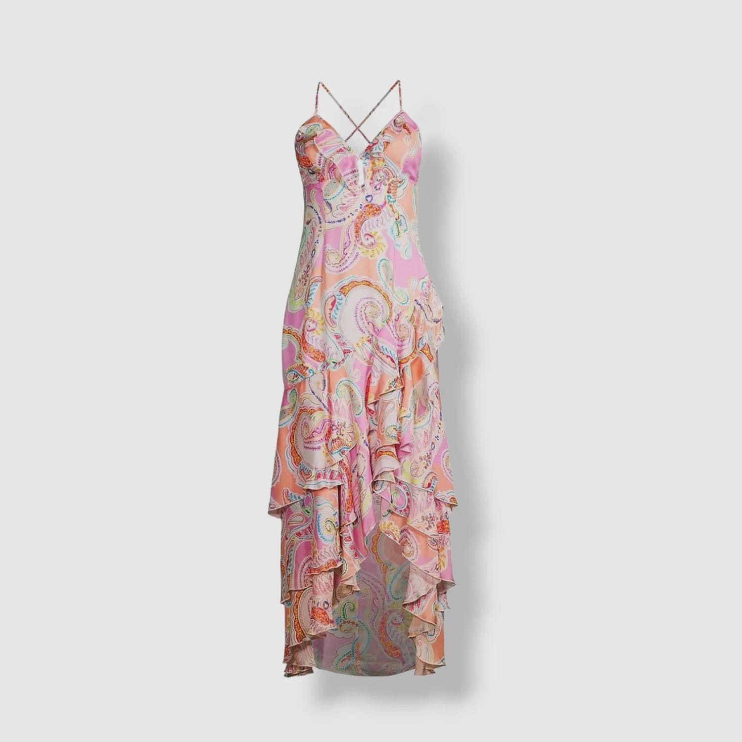 MILLY Edra Summer Paisley Dress in pink multi - women's dress - alternate view