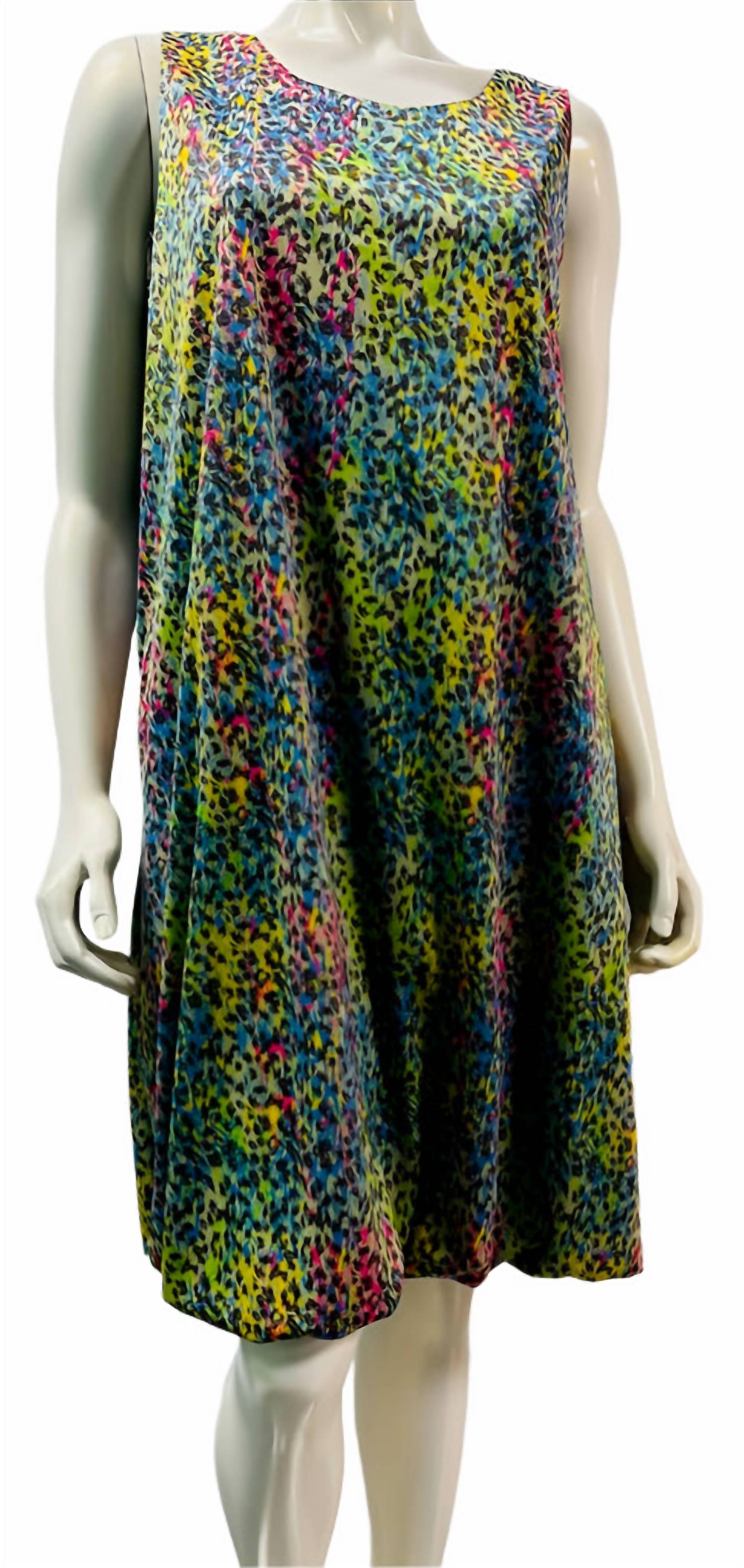 Samuel Dong - Women's Cheetah Print Bubble Pockets Dress