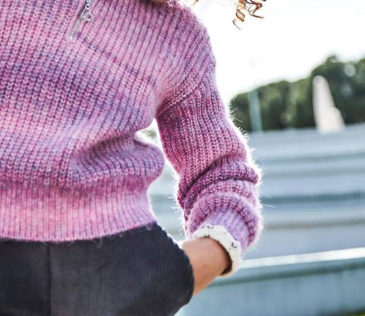 Mayoral - Girls' Chunky Space Dye 1/4 Zip Sweater