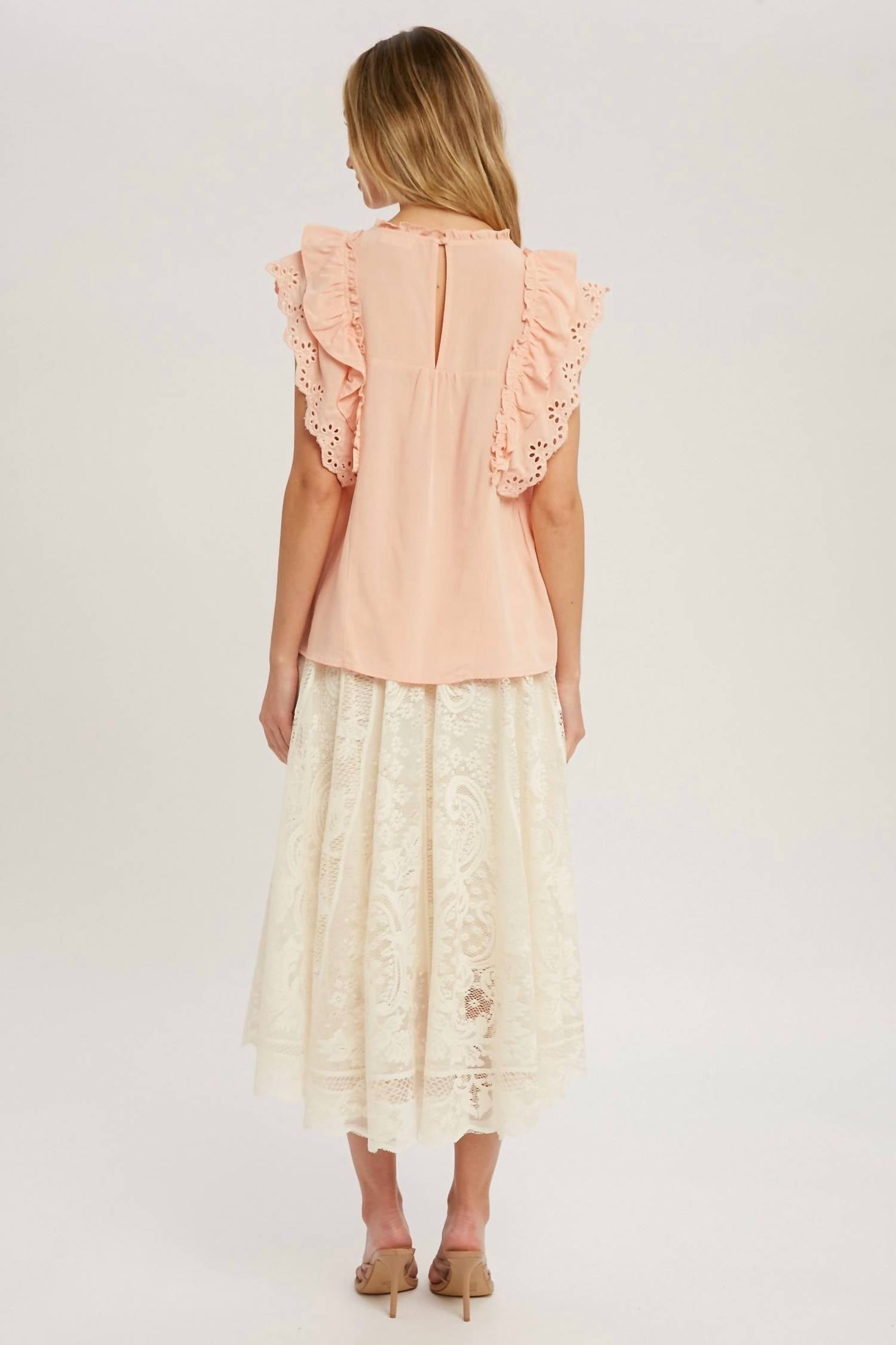 Bluivy - Ruffled Eyelet Lace Blouse