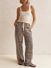 Rosa Clothing Effortless And Chic Stripe Bar Long Pants in leopard - women's pants - view 4