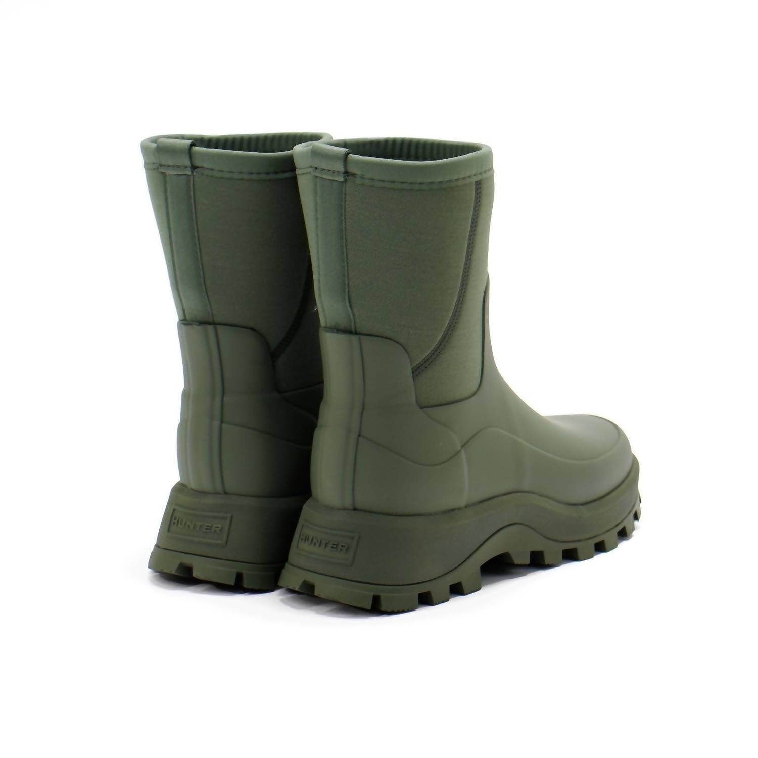 HUNTER Women's City Explorer Short Neoprene Boots in lichen green - women's shoe - detail view