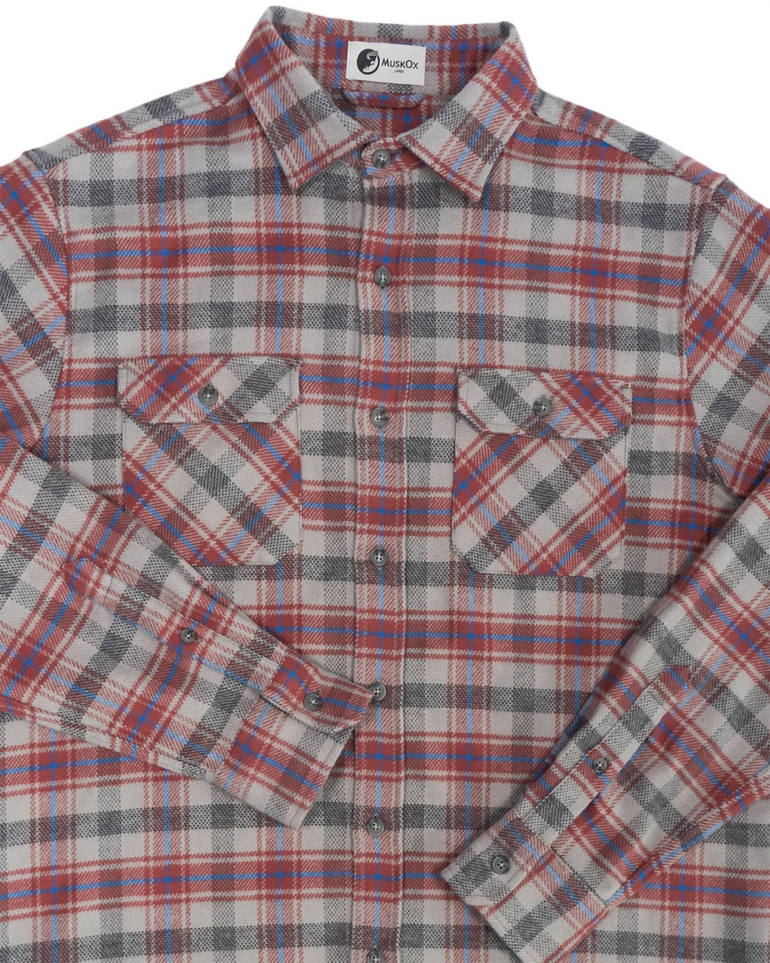 MuskOx Field Grand Flannel Shirt in sedona red - men's long sleeve top - view 7