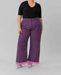 La Fuori - Roxana Cotton Jacquard Wide Leg Pants - Plus
