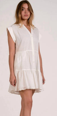 Elan - Windowpane Short Sleeve Mini Dress