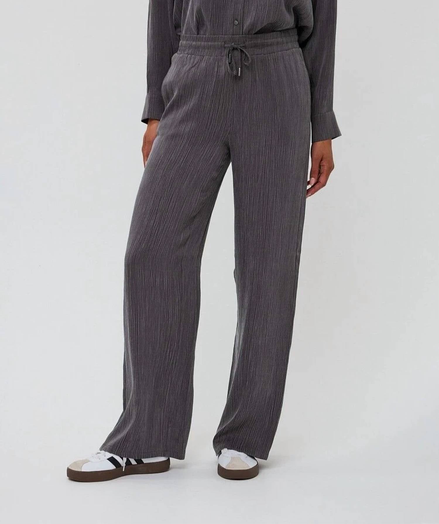 Esqualo - Women’s Elastic Waist Textured Pants