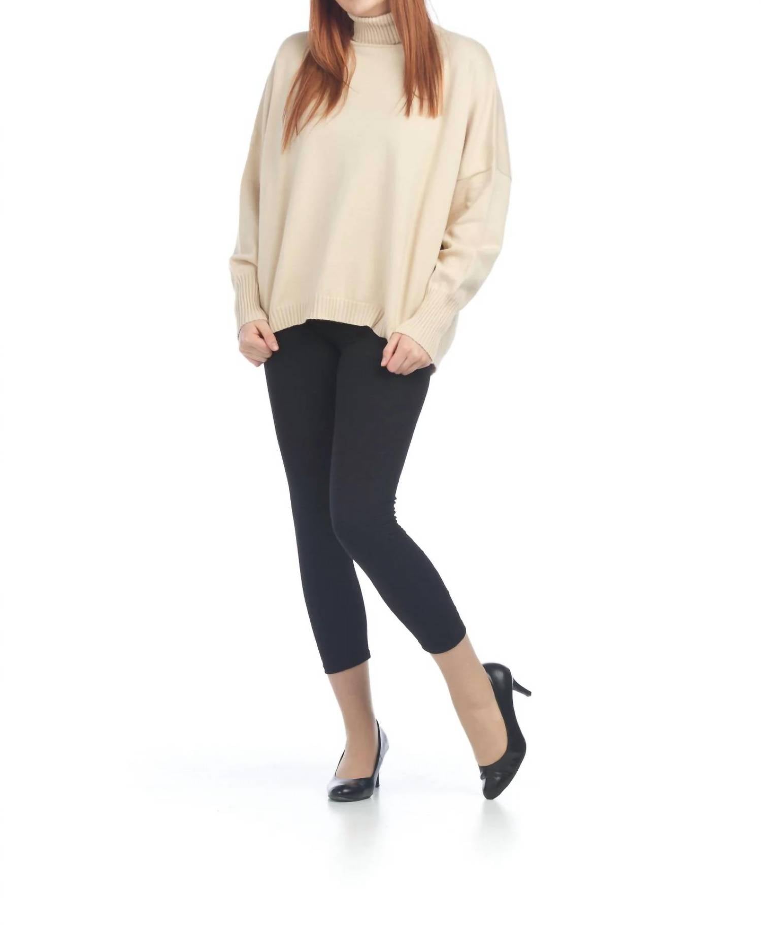 Papillon - Turtle Neck Sweater With Ribbed Detail