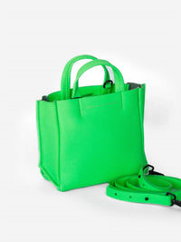 AMPERSAND AS APOSTROPHE Women's Leather Micro Tote Bag in neon green - women's bag - detail view