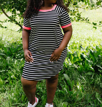 Later Skater T-shirt Dress With Hot Pink Trim