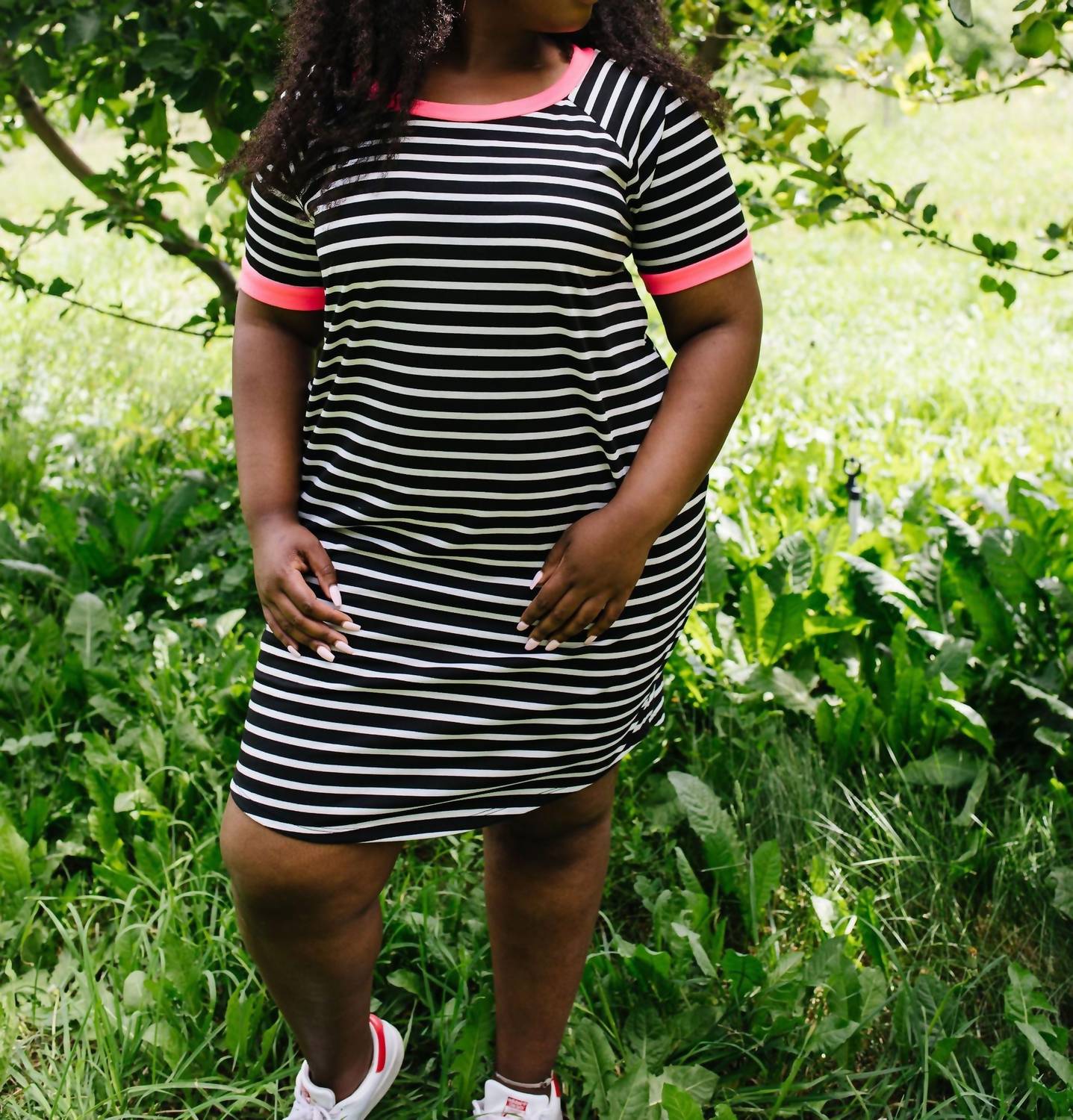 Later Skater T-shirt Dress With Hot Pink Trim