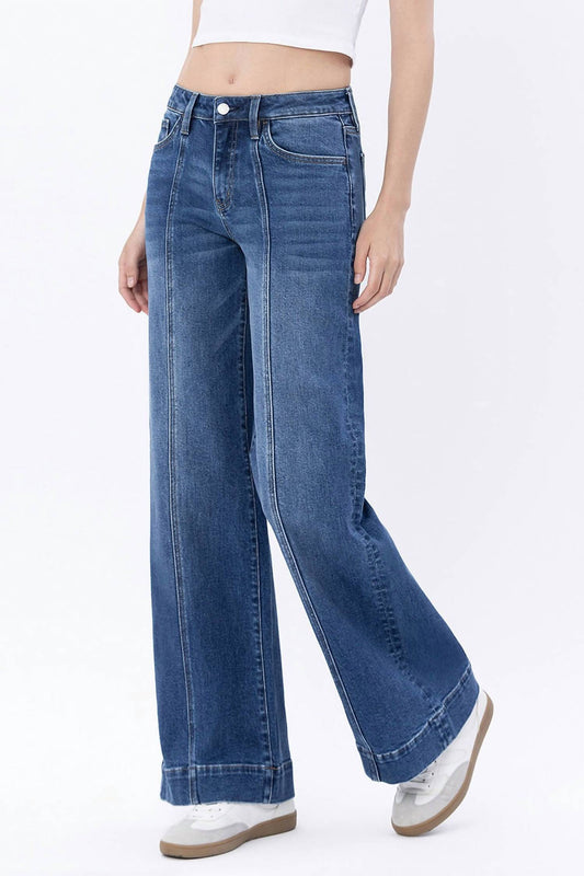 Lovervet - High Rise Trouser Hem Wide Leg Jeans